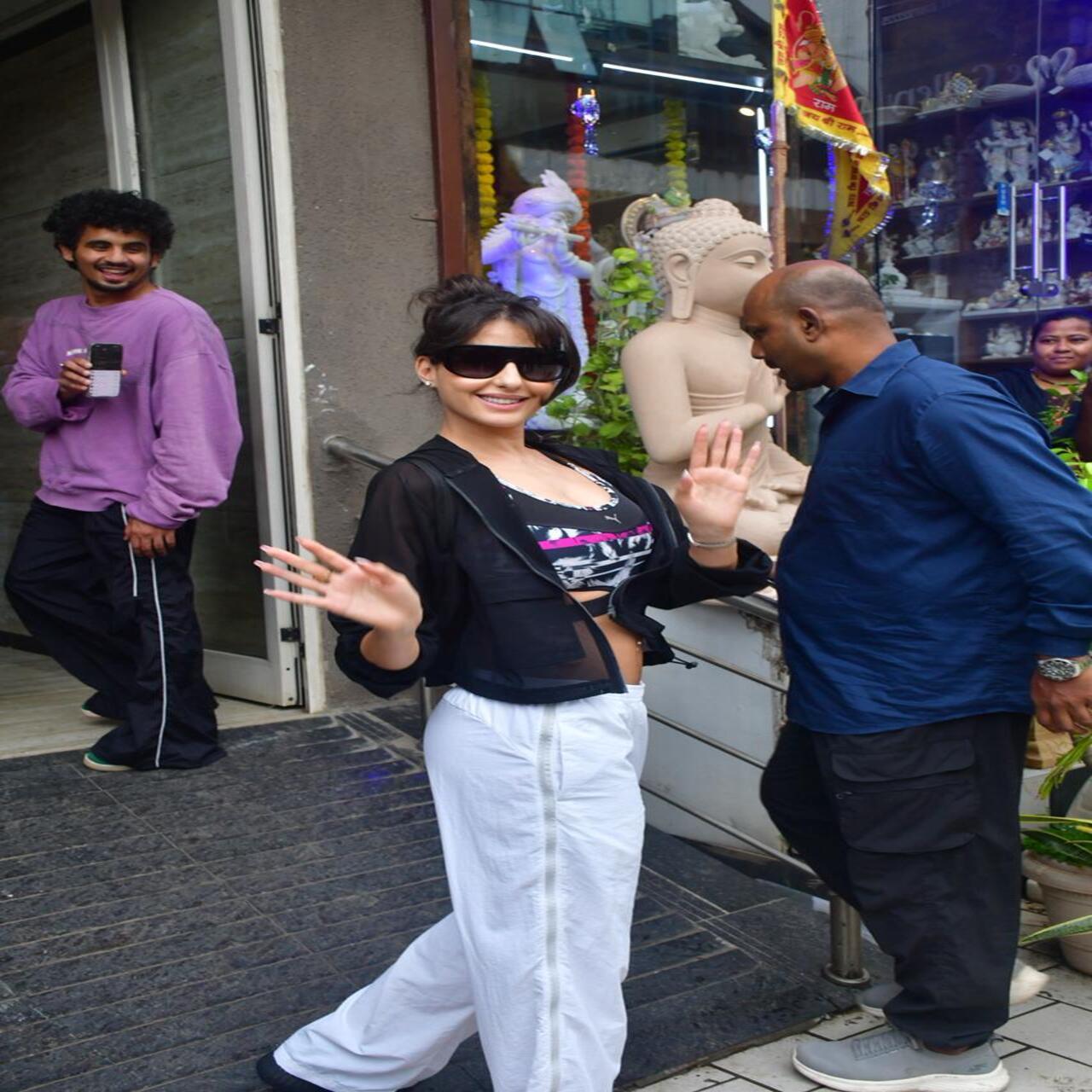 Nora Fatehi was spotted in the city in a jovial mood as she interacted with the paps and posed.